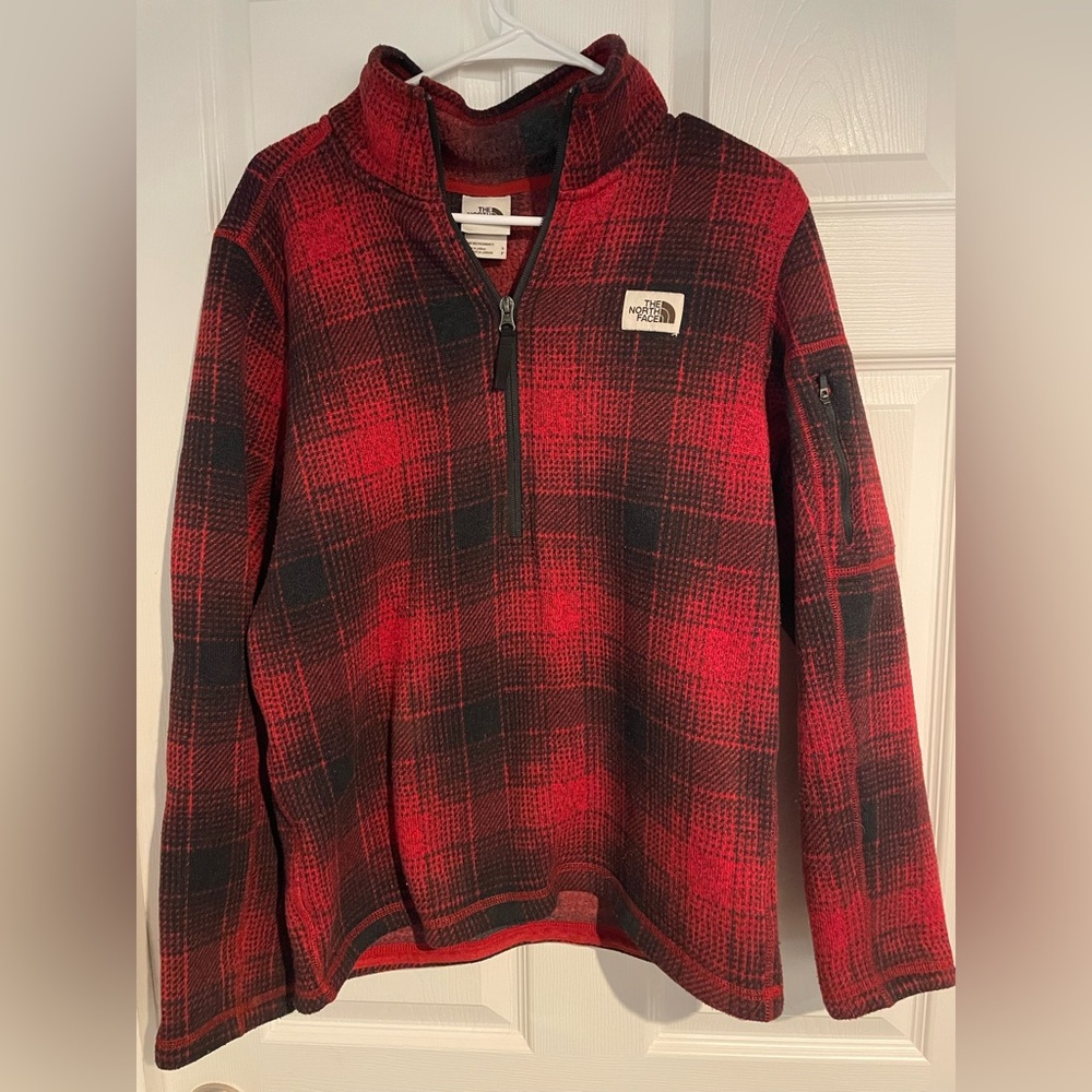 The North Face Red and Black Flanel Fleece Jacket